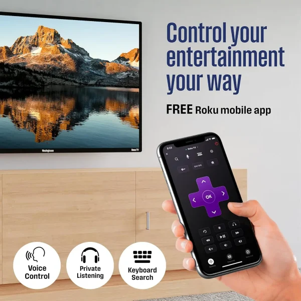Roku TV - 24 Inch Smart TV, 720P LED HD TV with Wi-Fi Connectivity and Mobile App, Flat Screen TV Compatible with Apple Home Kit - Image 4