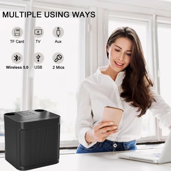 203 Portable Karaoke Bluetooth Speakers with Wireless Microphone Sound Effect Adjustment Large Capacity Battery Home Party Stree - Image 4
